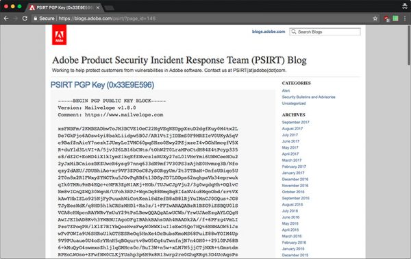 【驚き】Adobeセキュリティブログ、秘密鍵掲載するミス