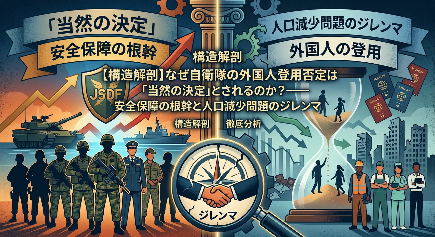 【構造解剖】なぜ自衛隊の外国人登用否定は「当然の決定」とされるのか?——安全保障の根幹と人口減少問題のジレンマ小泉進次郎防衛相、自衛隊への外国人登用を明確に否定